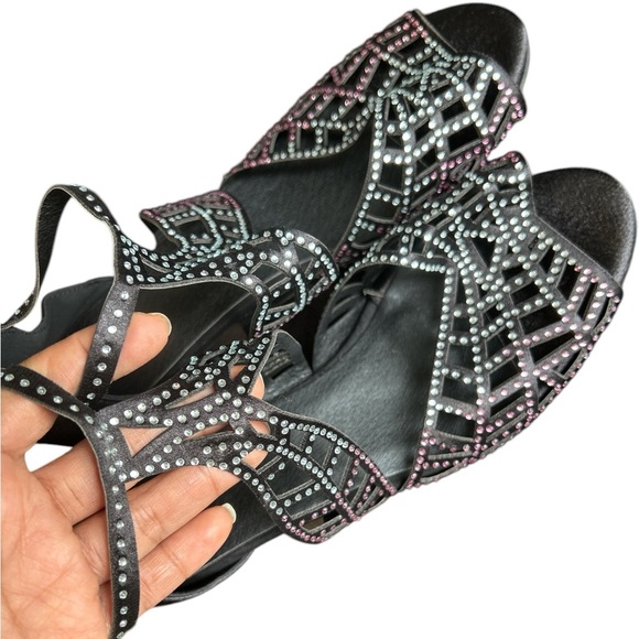 SOLD Elegant Black Rhinestone Sandals - Picture 4 of 7